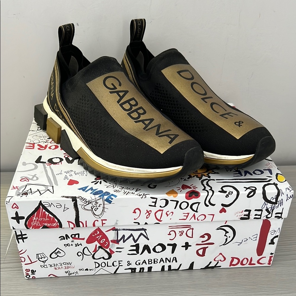 Dolce & Gabbana Black and Gold Sneakers